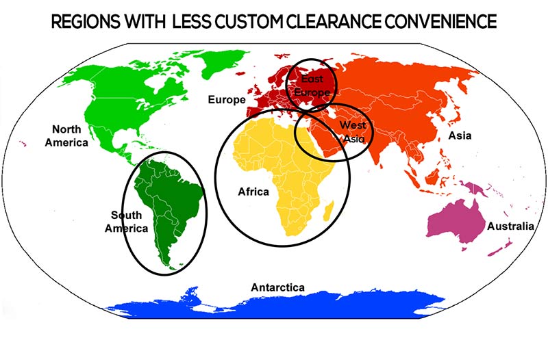 Small countries with less fright forwarders